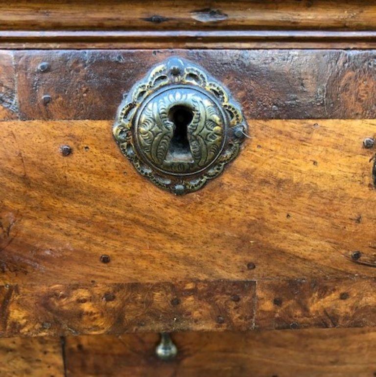 Late 17th Century William & Mary Burr Elm, Walnut and Oak Chest on Stand For Sale 1