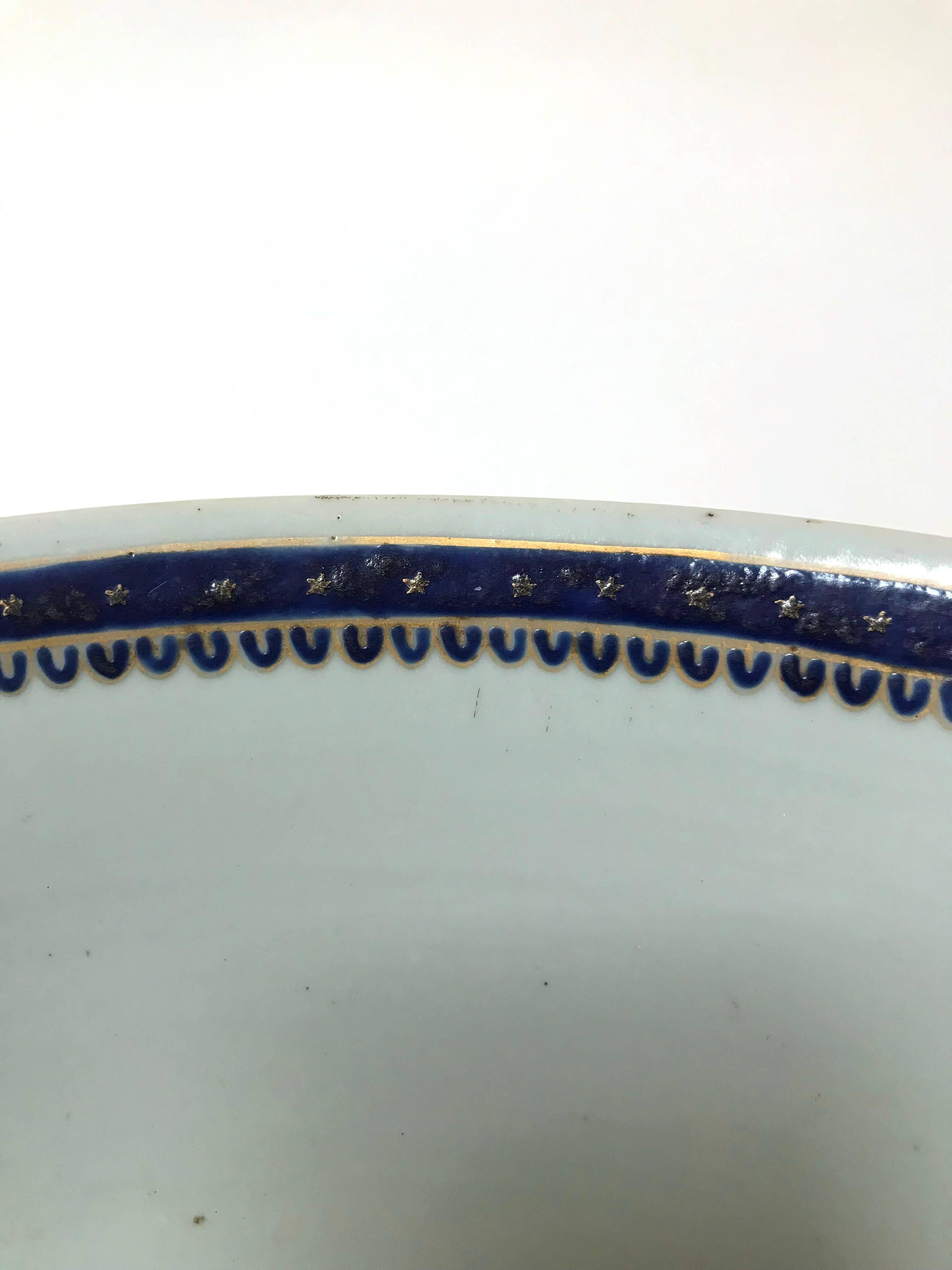 18th Century Late 18th-Early 19th Century Large Chinese Export Armorial Bowl