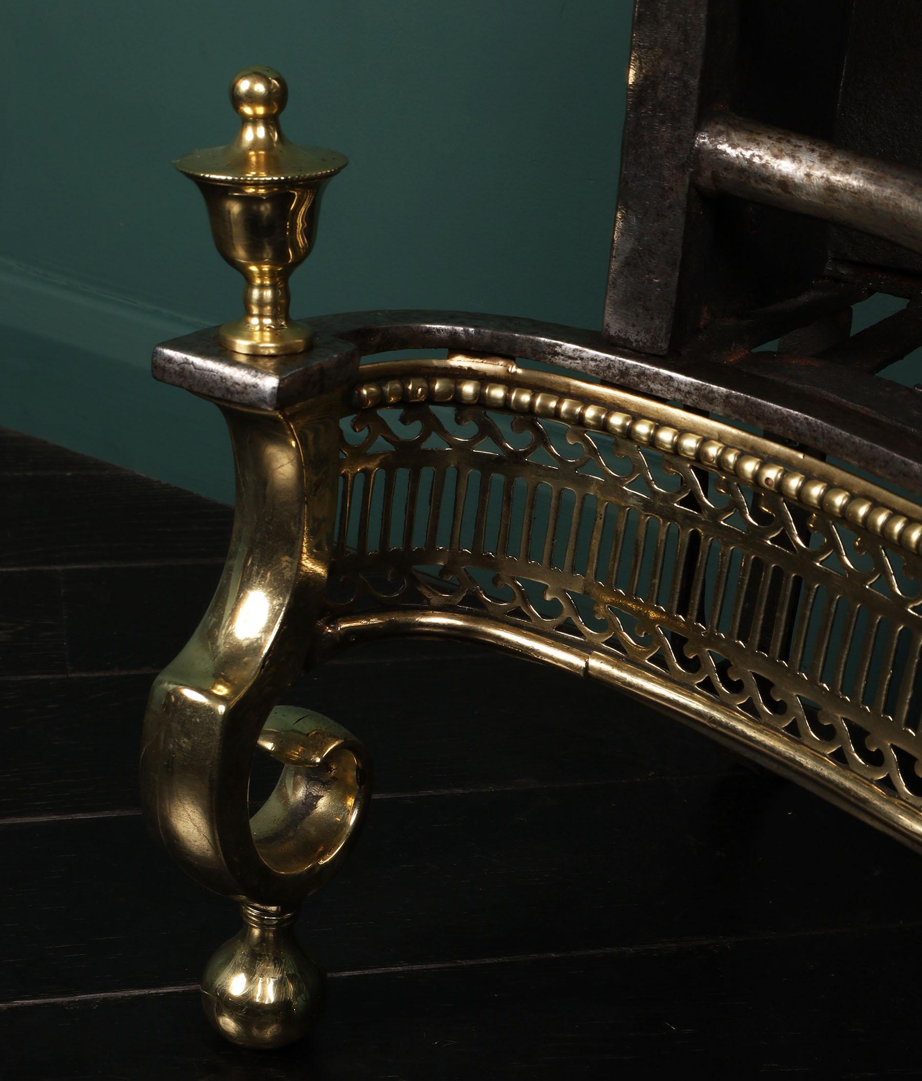 Georgian Late 18th Century English Wrought & Brass Fire Basket For Sale