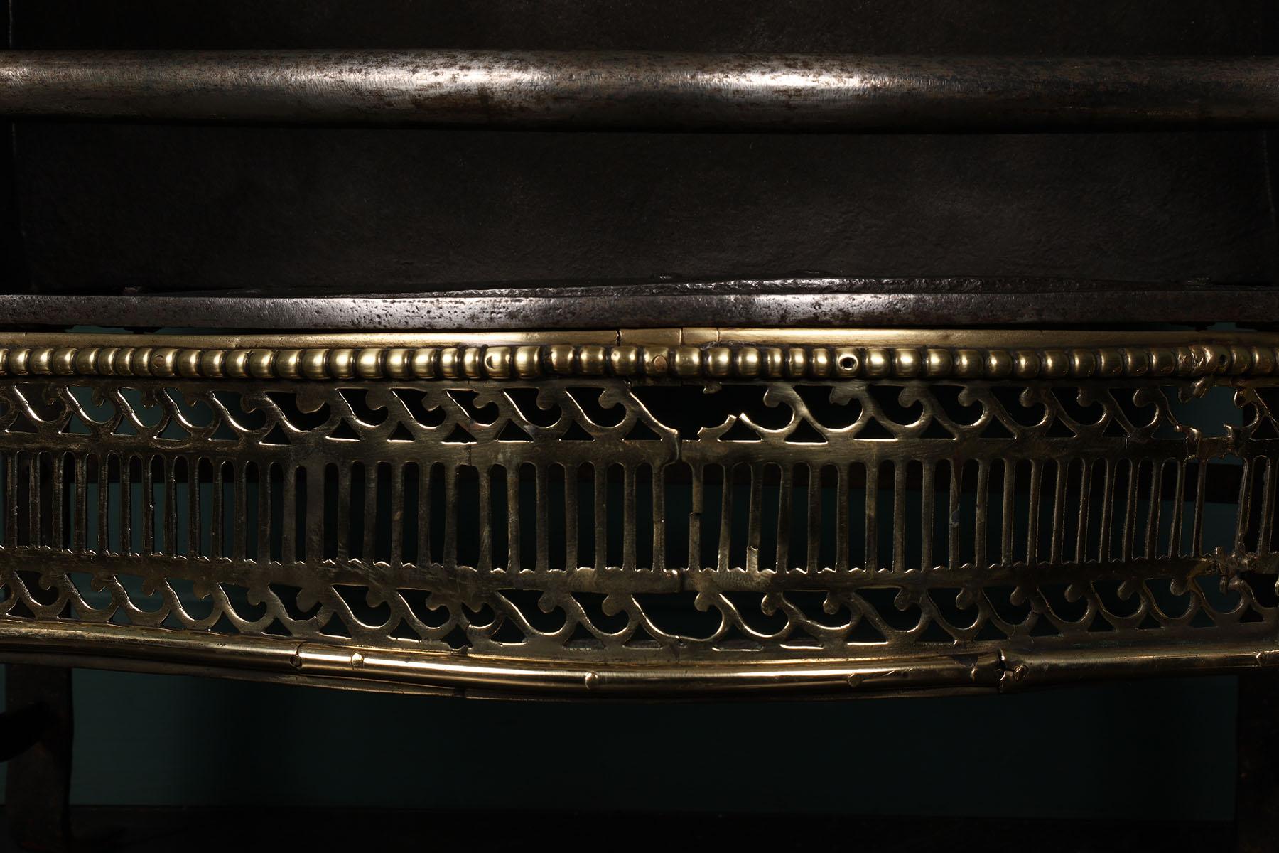 Polished Late 18th Century English Wrought & Brass Fire Basket For Sale
