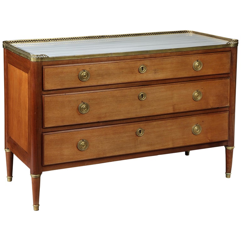 Late 18th Century French Pale Mahogany Commode with White Marble Top at ...