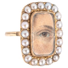 Anello in miniatura "occhio d'amore" montato in oro della fine del XVIII secolo
