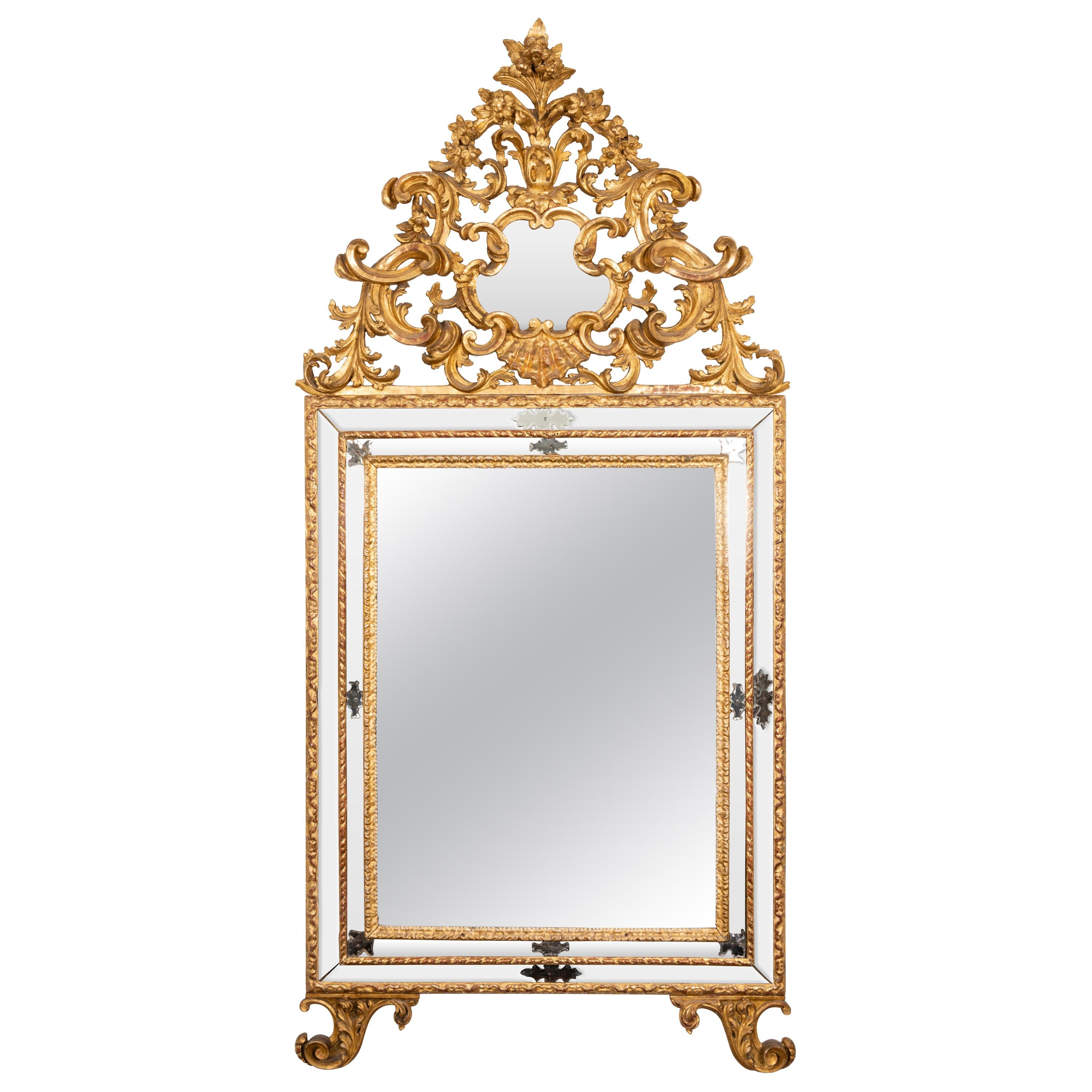 A Late 18th Century Italian Cushion Fronted Mirror For Sale