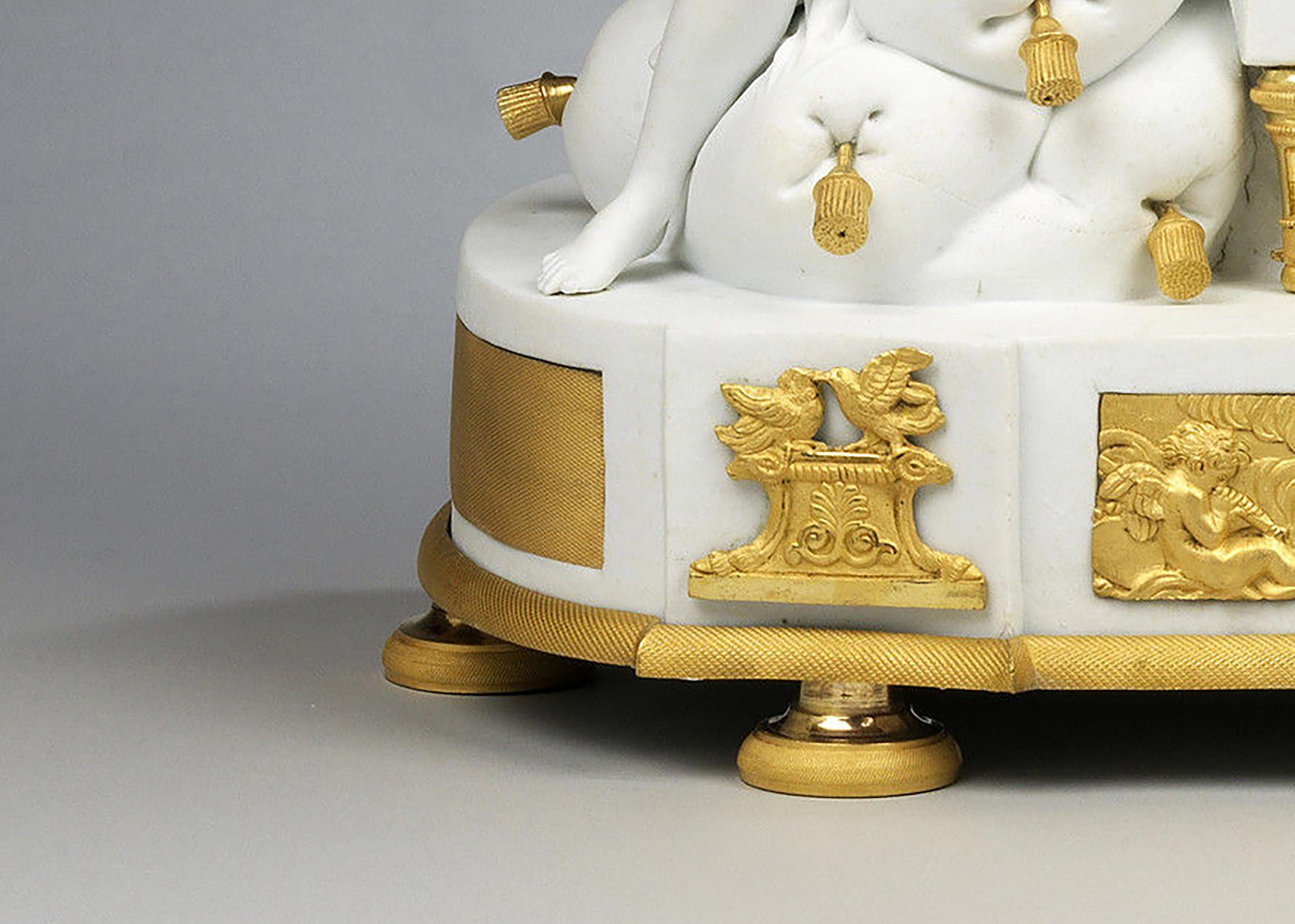 Hand-Crafted Late 18th Century Paris Biscuit Porcelain Clock by Piolaine For Sale