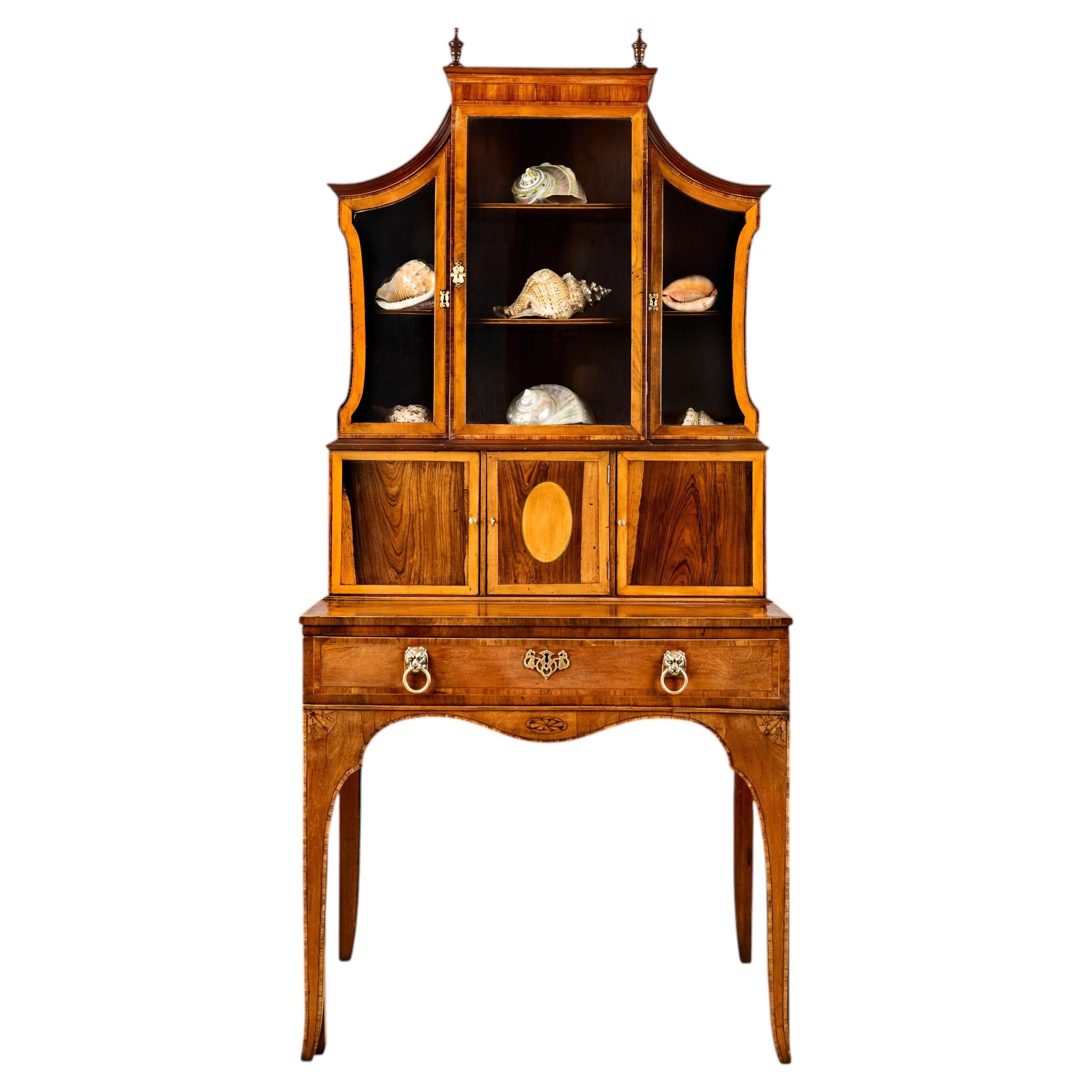 A Late 18th Century Sheraton Style Display and Writing Cabinet For Sale
