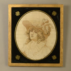 Late 18th Century Silk Work Portrait of a Lady