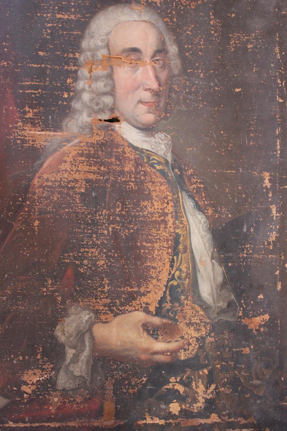 Hand-Painted French School Oil on Canvas Portrait of a Gentleman, circa 1790-1800