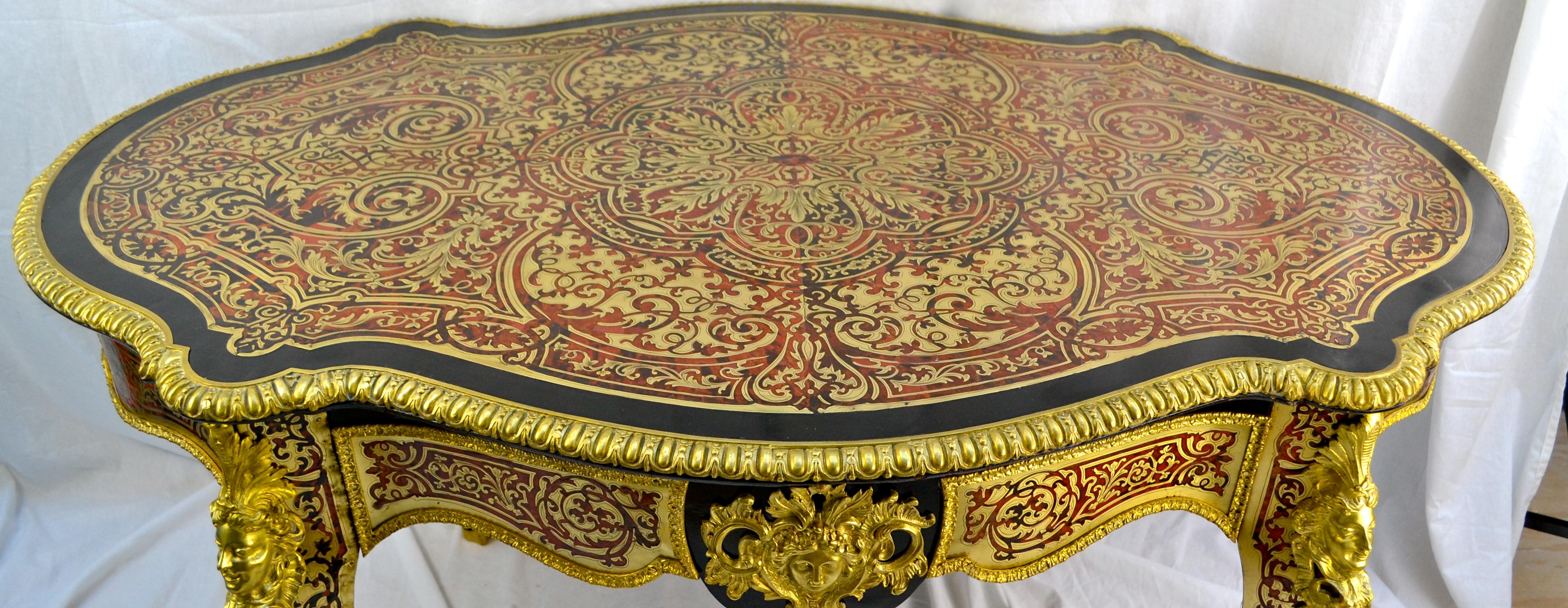 Late 19 Century Boulle French Centre Table and Desk In Good Condition In Vancouver, British Columbia