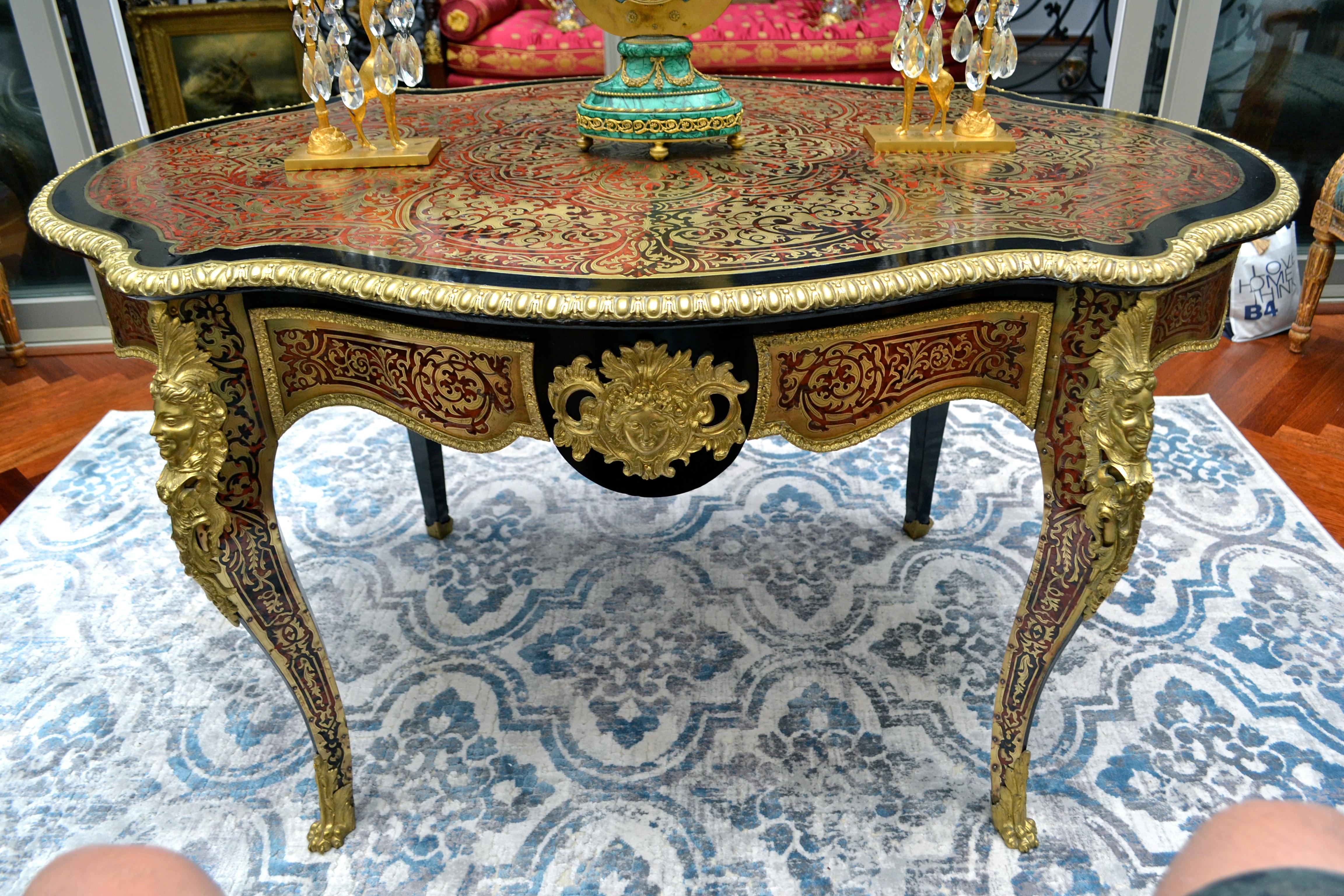 Tortoise Shell Late 19 Century Boulle French Centre Table and Desk