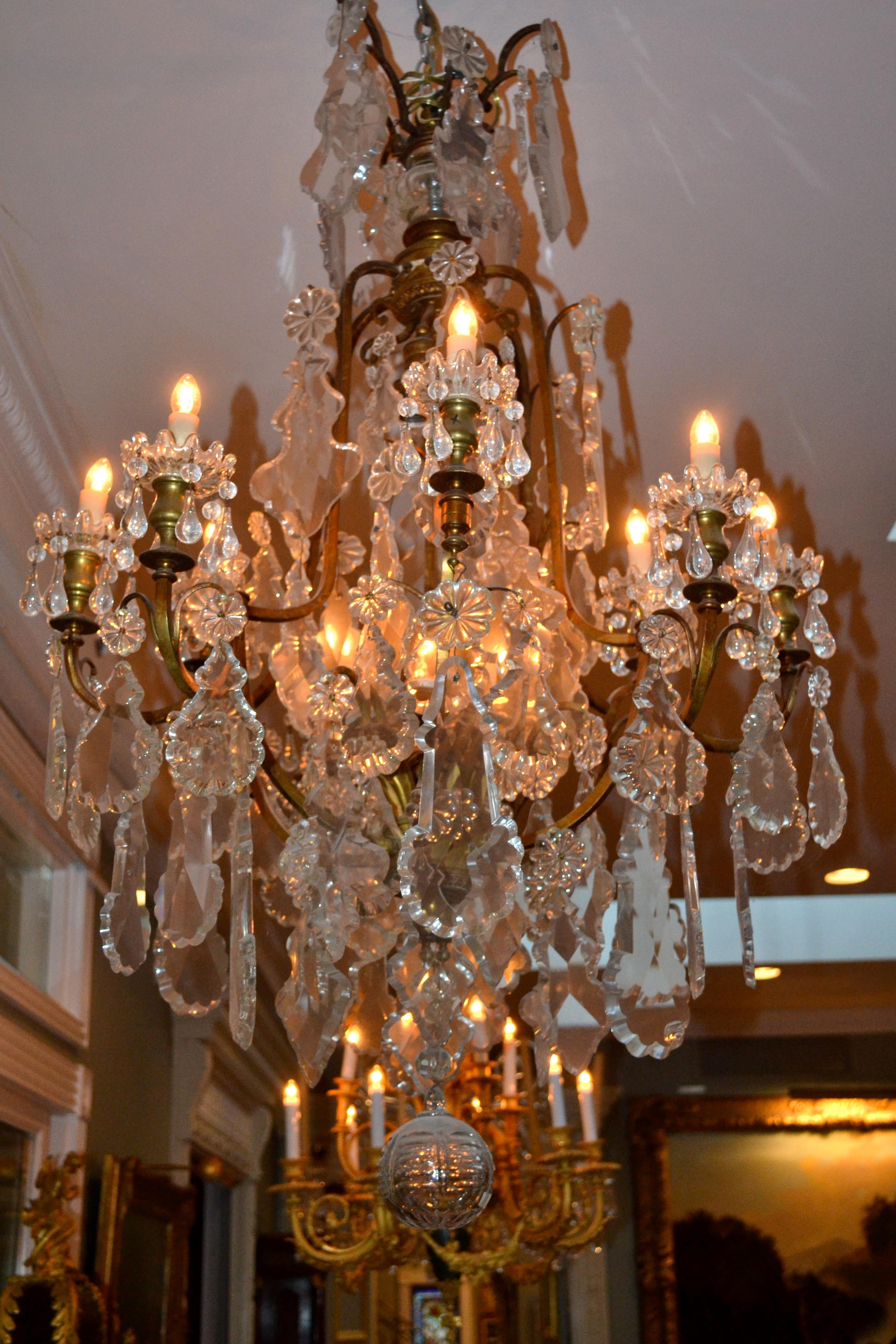 Faceted Late 19th Century French Louis XV Style  Crystal  Chandelier For Sale