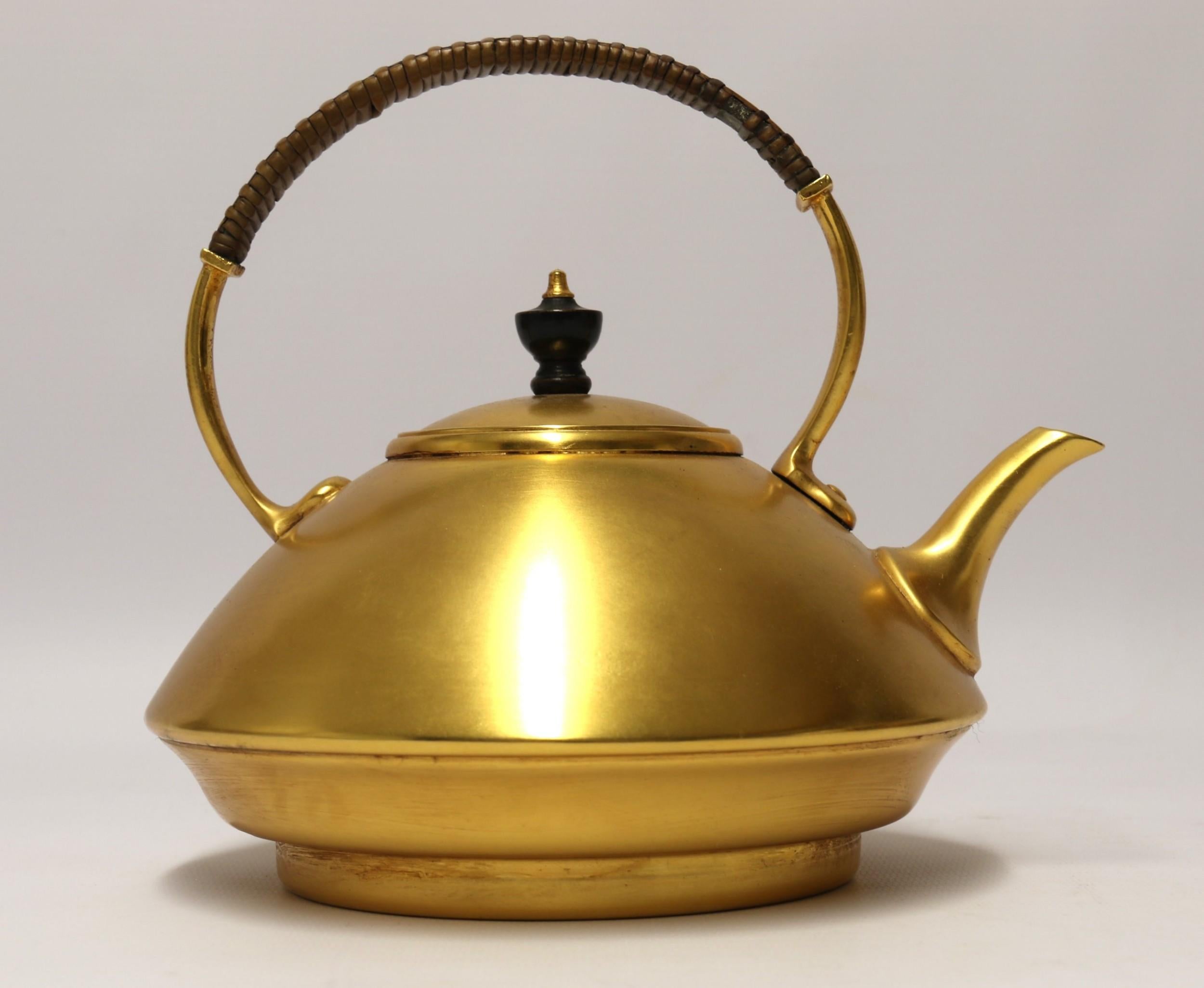 Late 19th Century Aesthetic Movement Gilt Spirit Kettle and Stand For Sale 9