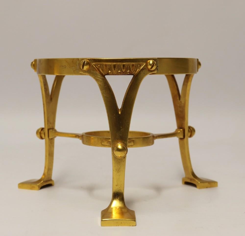 Early 20th Century Late 19th Century Aesthetic Movement Gilt Spirit Kettle and Stand For Sale