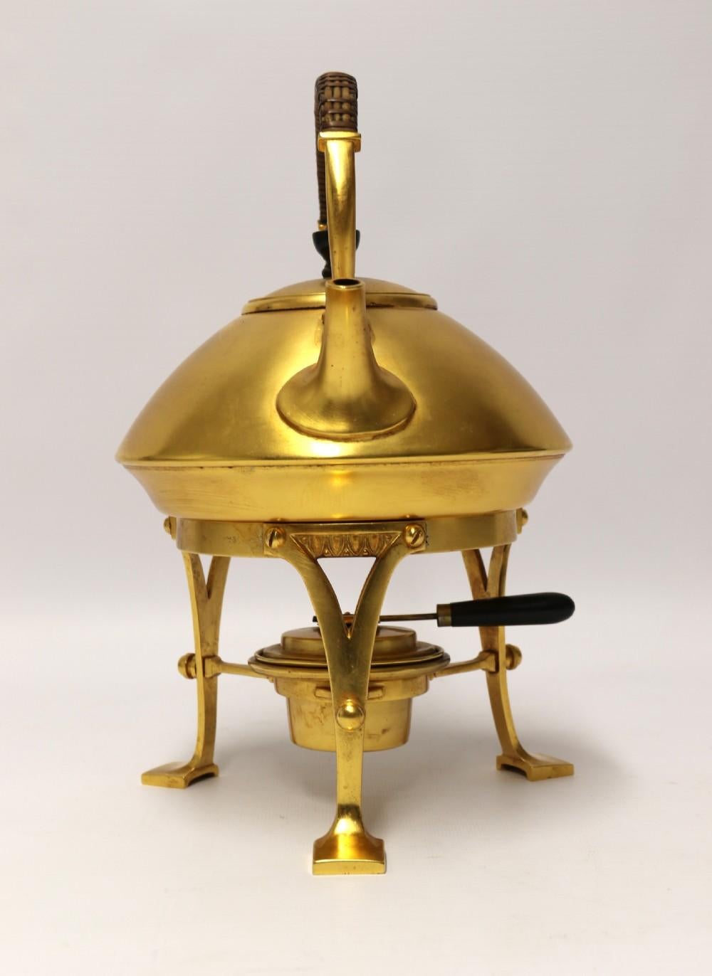 Late 19th Century Aesthetic Movement Gilt Spirit Kettle and Stand For Sale 1