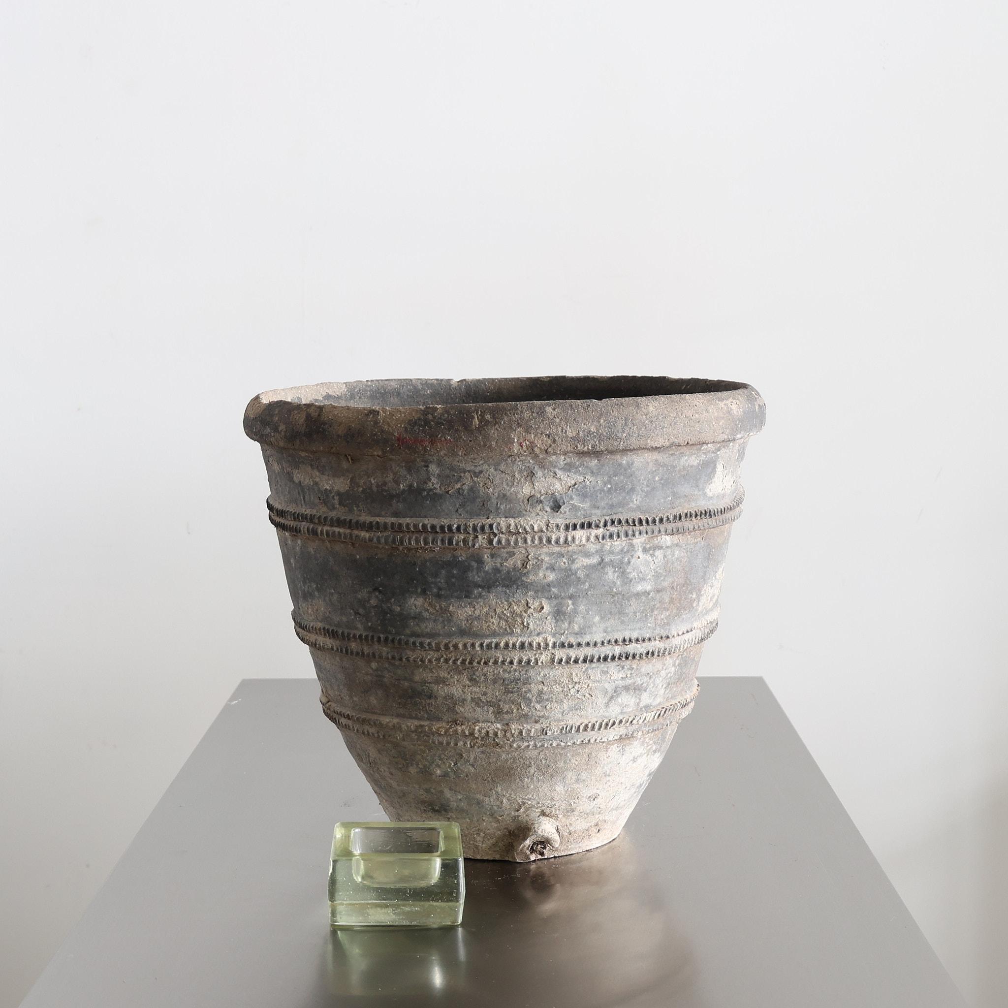 Terracotta A late 19th C. Black Catalan Cosi Pot Wabi Sabi