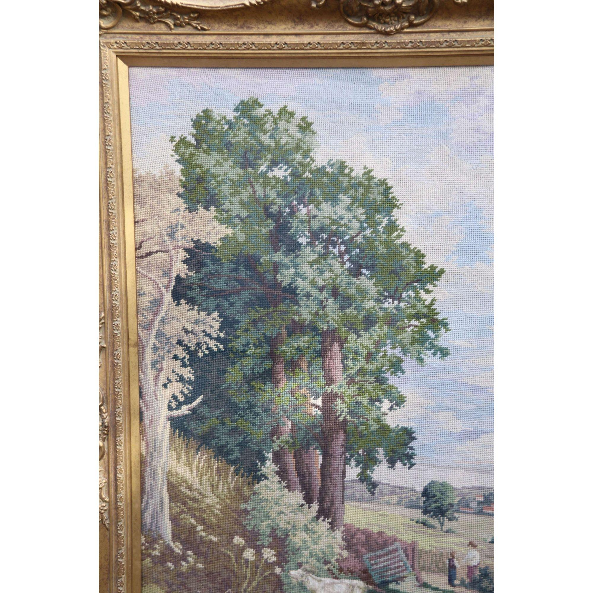 Late 19th C Large Wool Work Picture Taken from John Constable's Painting C1900 For Sale 5