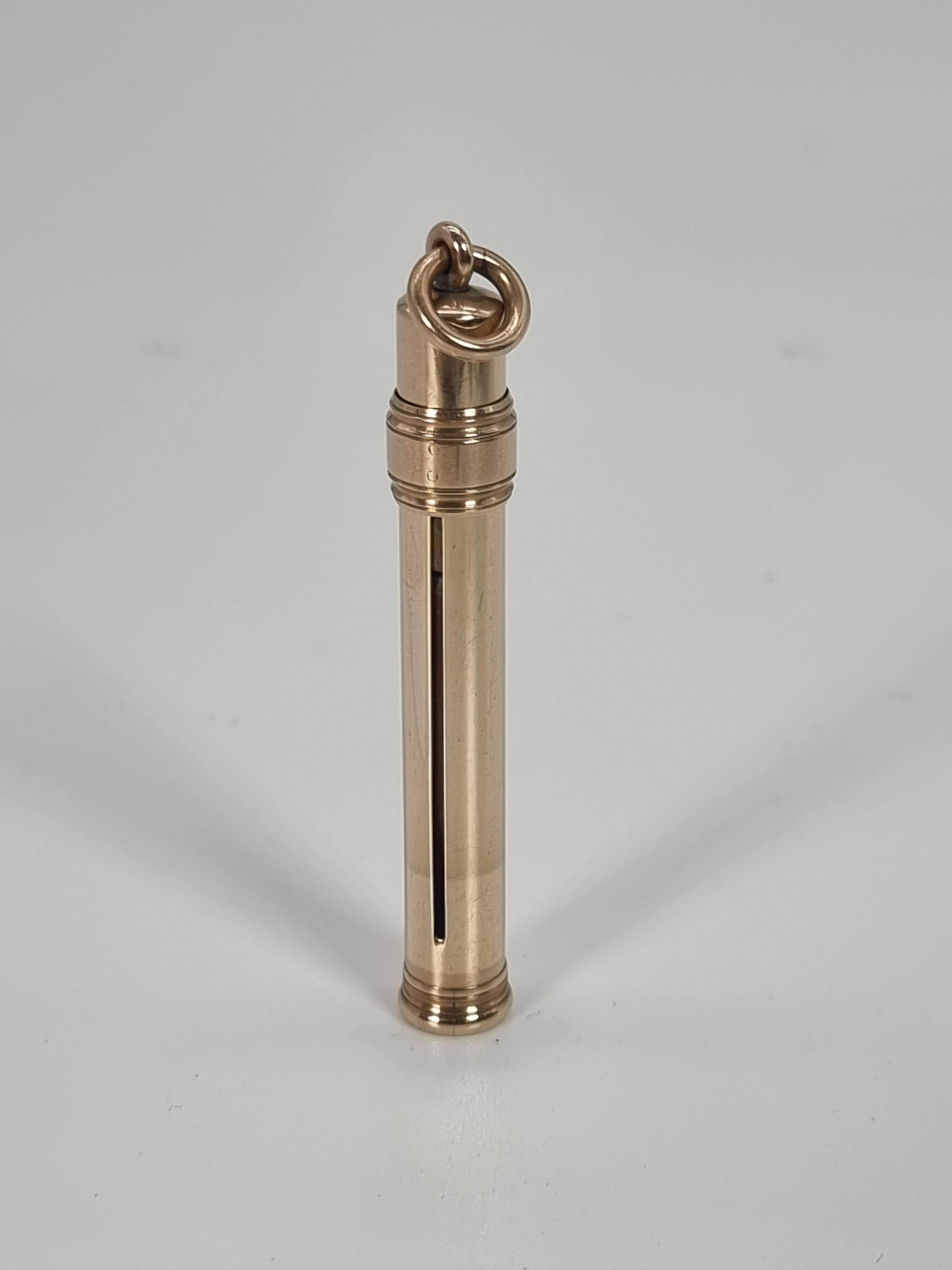A late 19th century 10ct gold Mordan and Co. sliding fob pencil, English c 1890 In Good Condition In Central England, GB