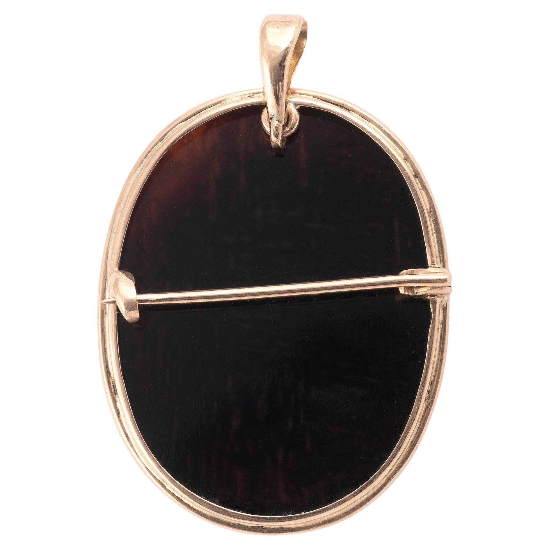 Late 19th Century Agate Cameo Habille' Brooch / Pendant In Excellent Condition In Firenze, IT