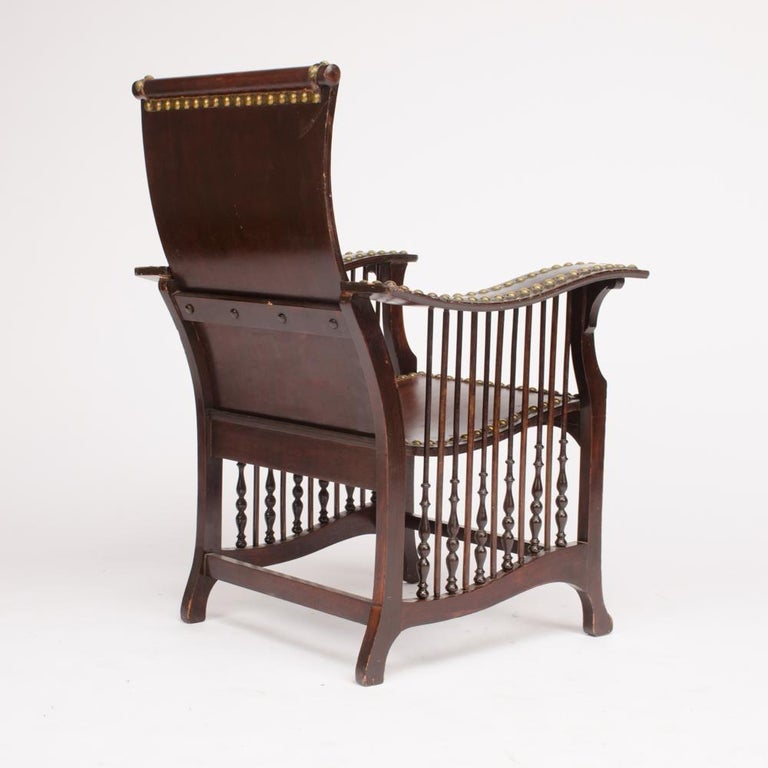 North American Late 19th Century American Mahogany and Brass Library Armchair For Sale