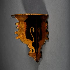 Anglo Sinhalese Wandhalterung aus schwarzem und goldenem Lack, spätes 19. Jahrhundert