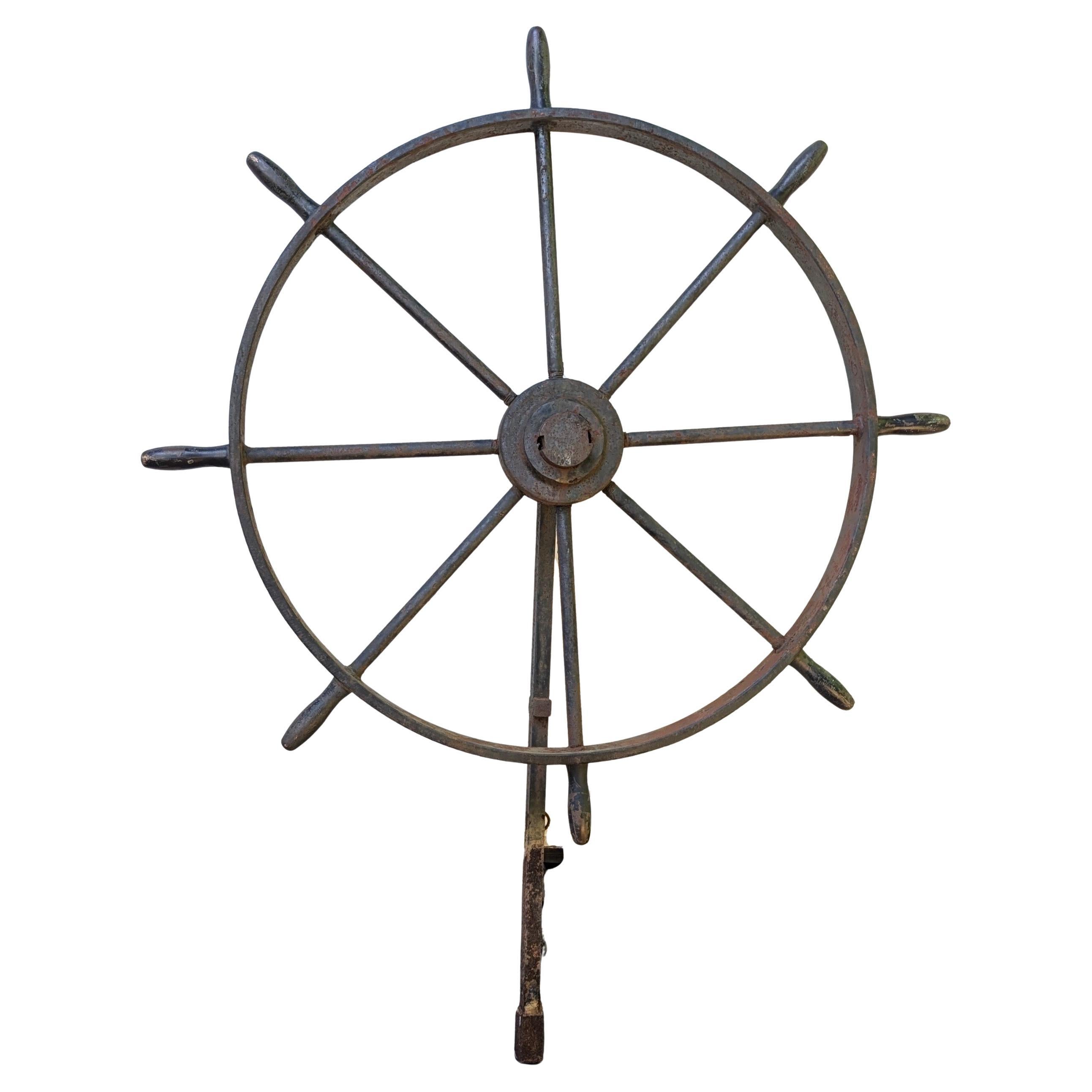 Ruota di nave in ghisa autentica della fine del XIX secolo