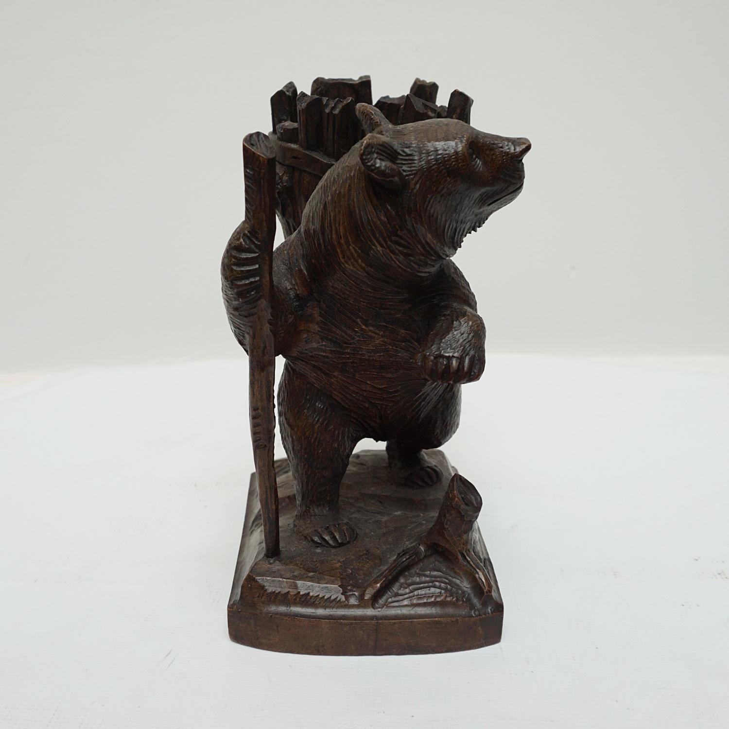 Swiss Late 19th Century Black Forest Carved Bear circa 1900 For Sale