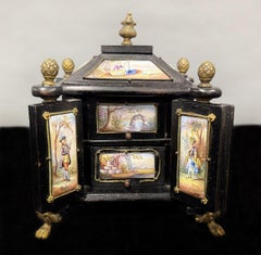 A Late 19th Century Bronze and Viennese Enamel Jewelry Box
