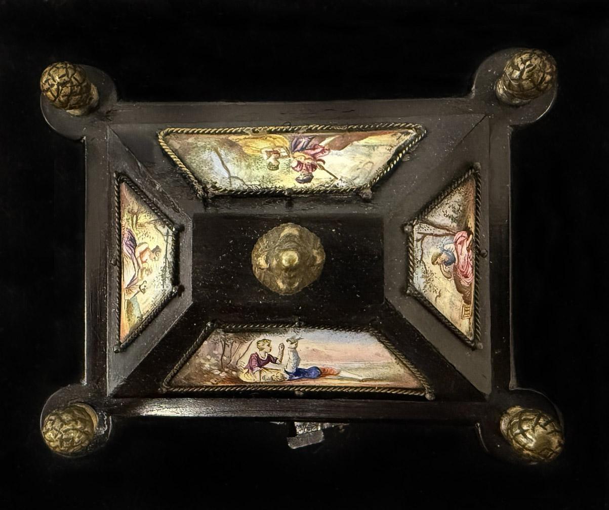 Bronze Boîte à bijoux en bronze et émail viennois de la fin du XIXe siècle en vente