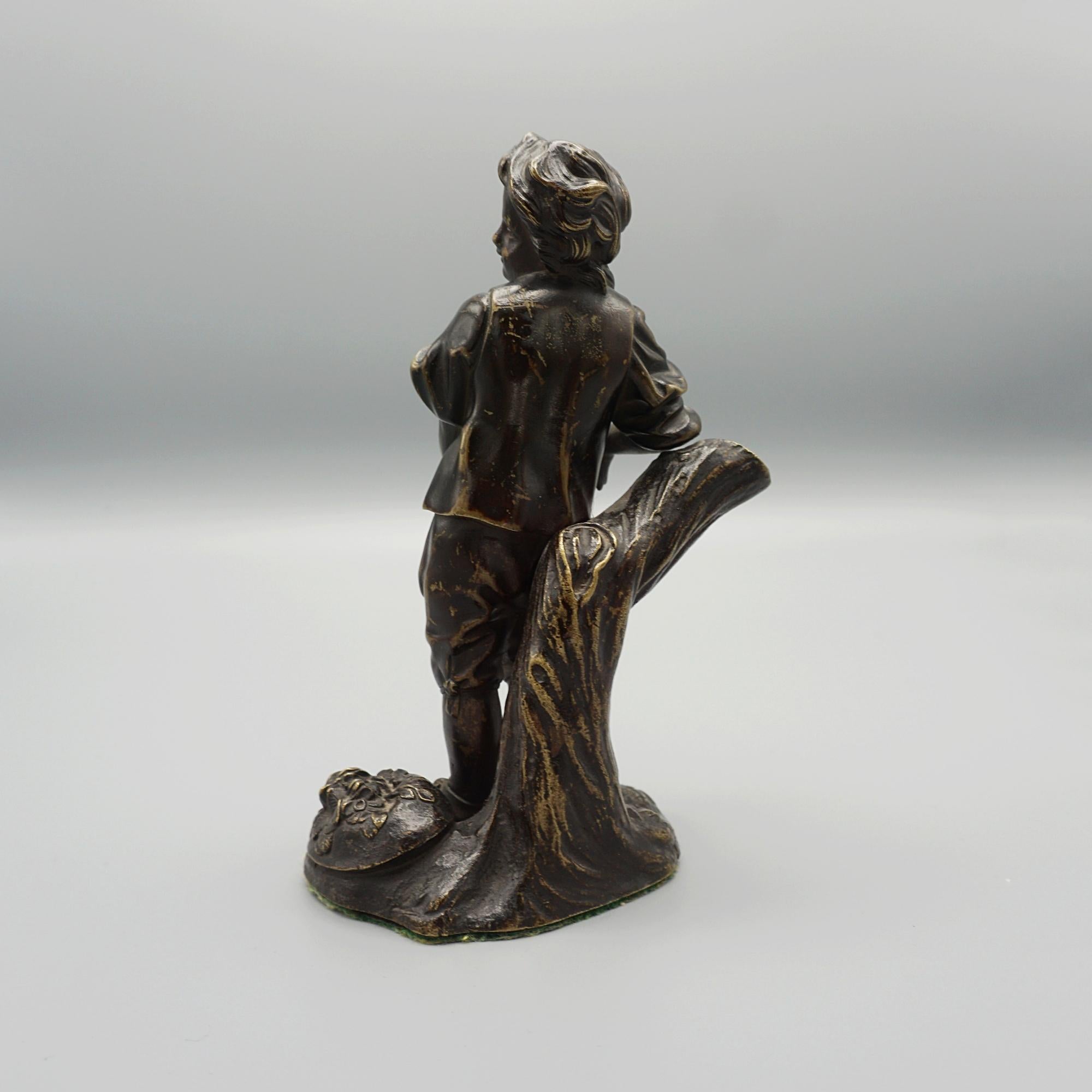 Fin du XIXe siècle Fin du 19e siècle Figure en bronze d'un garçon de ferme Français 1880 en vente