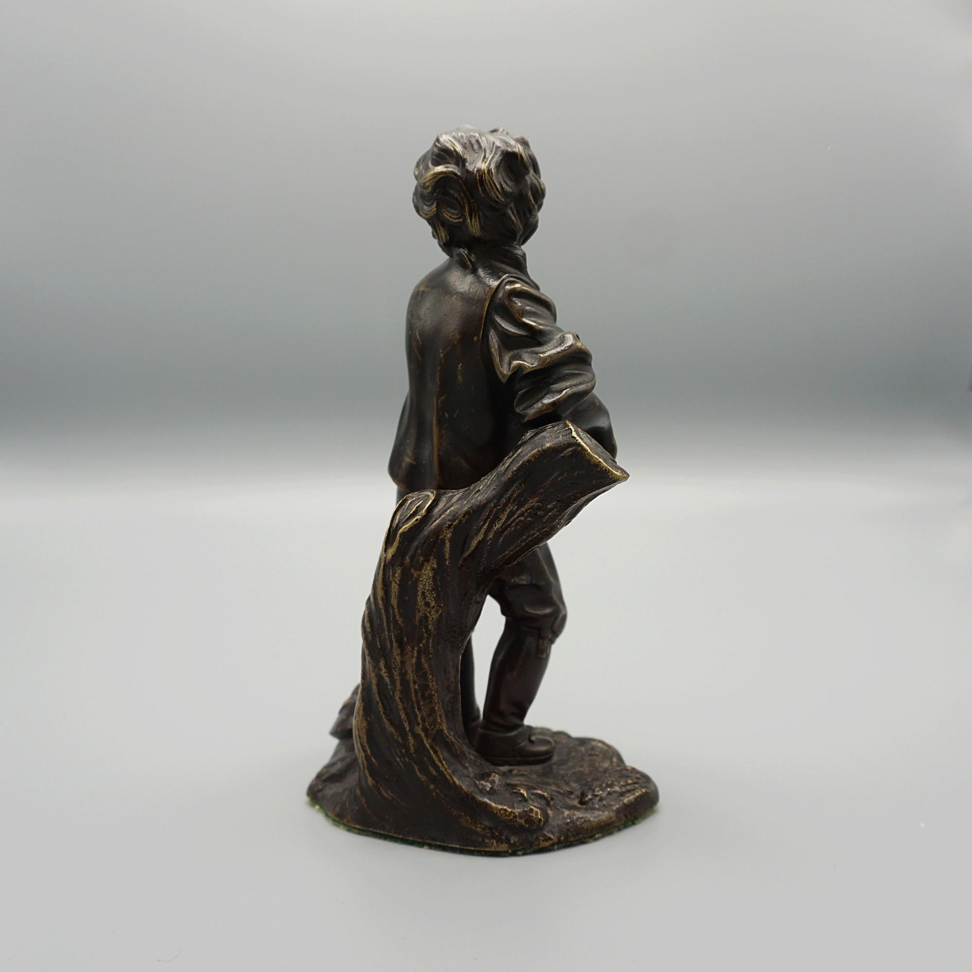 Bronze Fin du 19e siècle Figure en bronze d'un garçon de ferme Français 1880 en vente