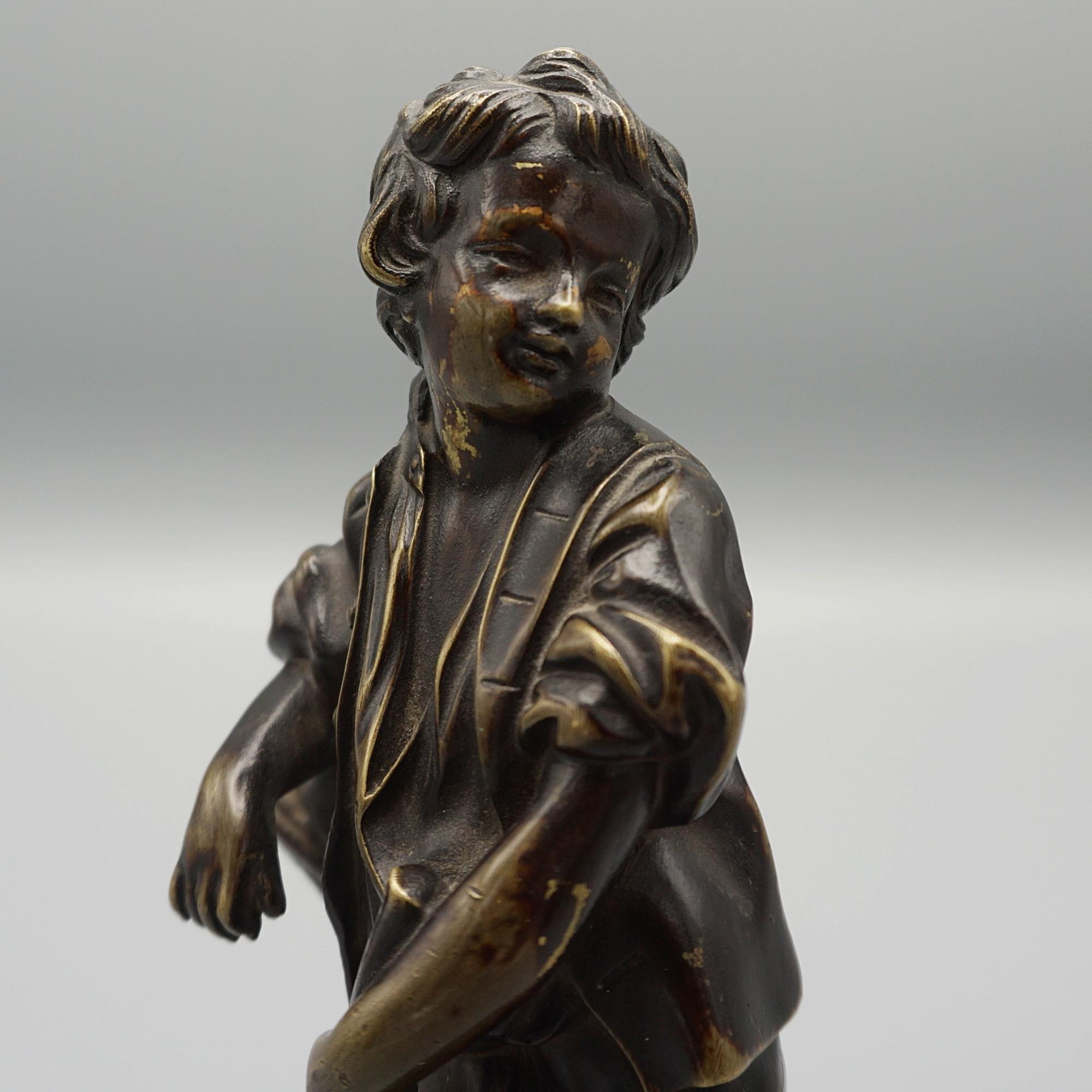 Fin du 19e siècle Figure en bronze d'un garçon de ferme Français 1880 en vente 1