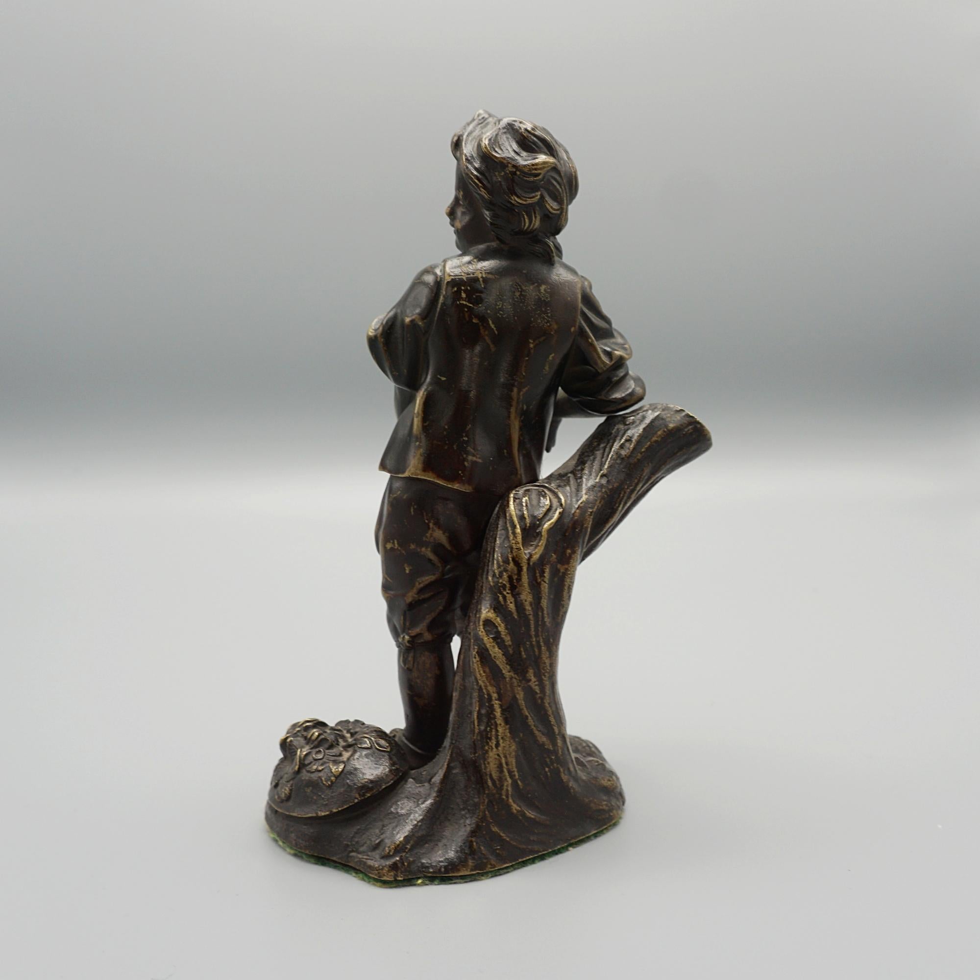 Fin du 19e siècle Figure en bronze d'un garçon de ferme Français 1880 en vente 2