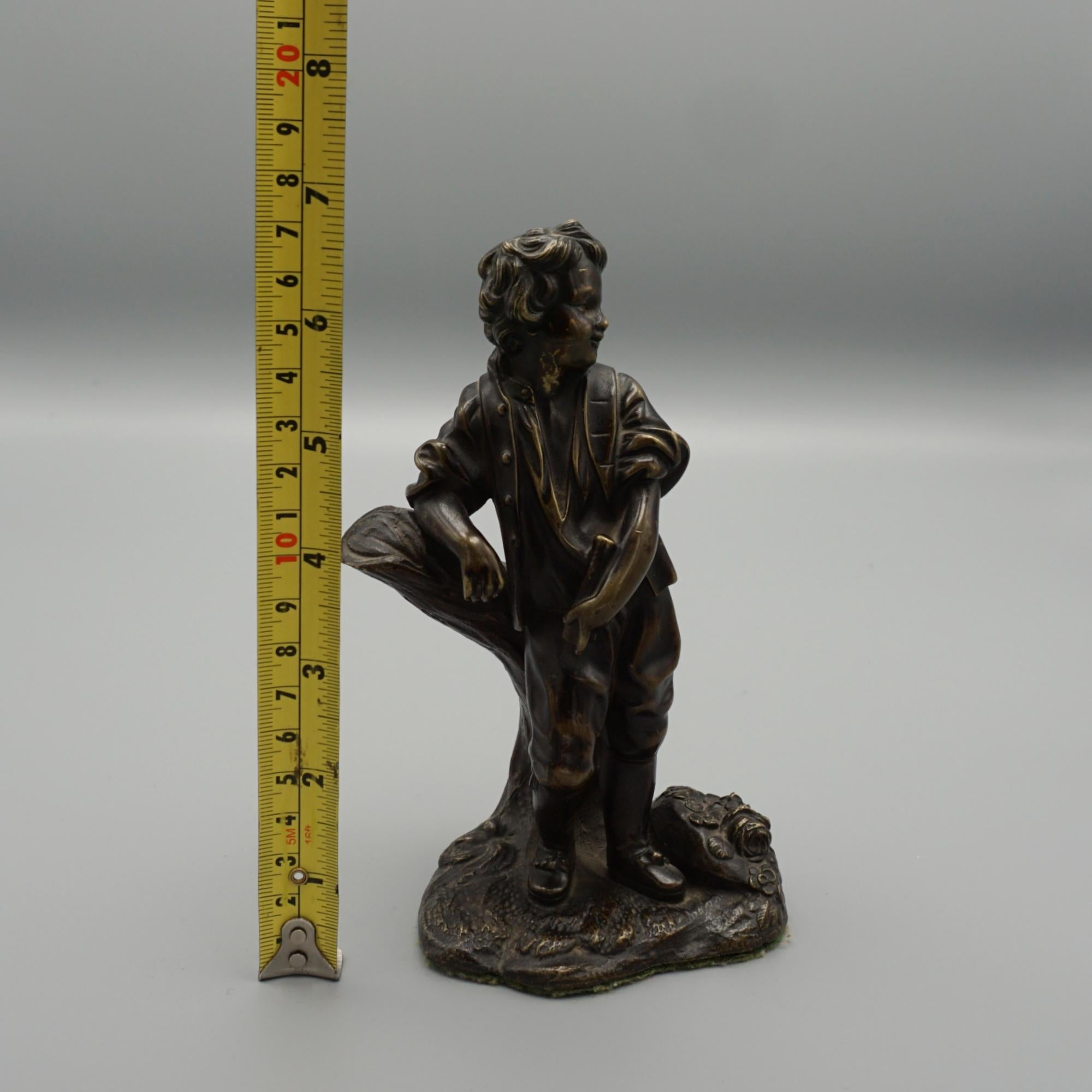 Fin du 19e siècle Figure en bronze d'un garçon de ferme Français 1880 en vente 3