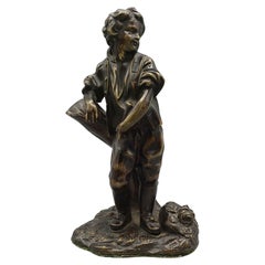 Antique Late 19th Century Bronze Figure of a Farm Boy French 1880