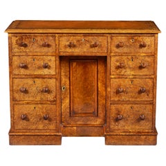 Late 19th Century Burr Oak Kneehole Desk