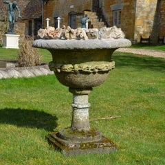 Late 19th Century Carved Stone Urn of Campana Form