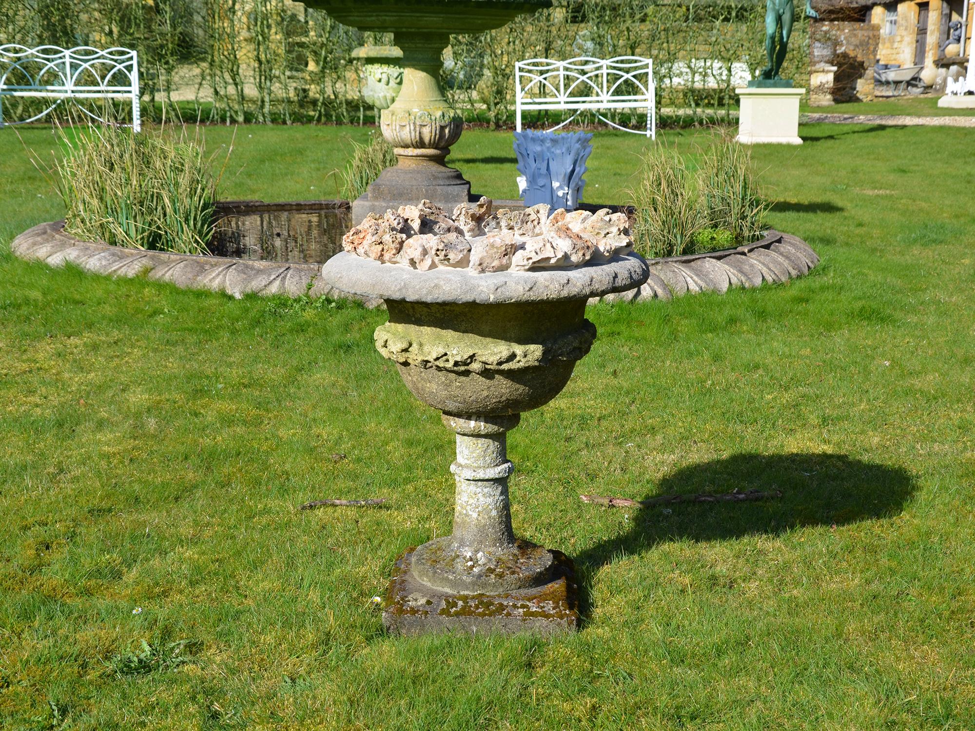 European Late 19th Century Carved Stone Urn of Campana Form For Sale