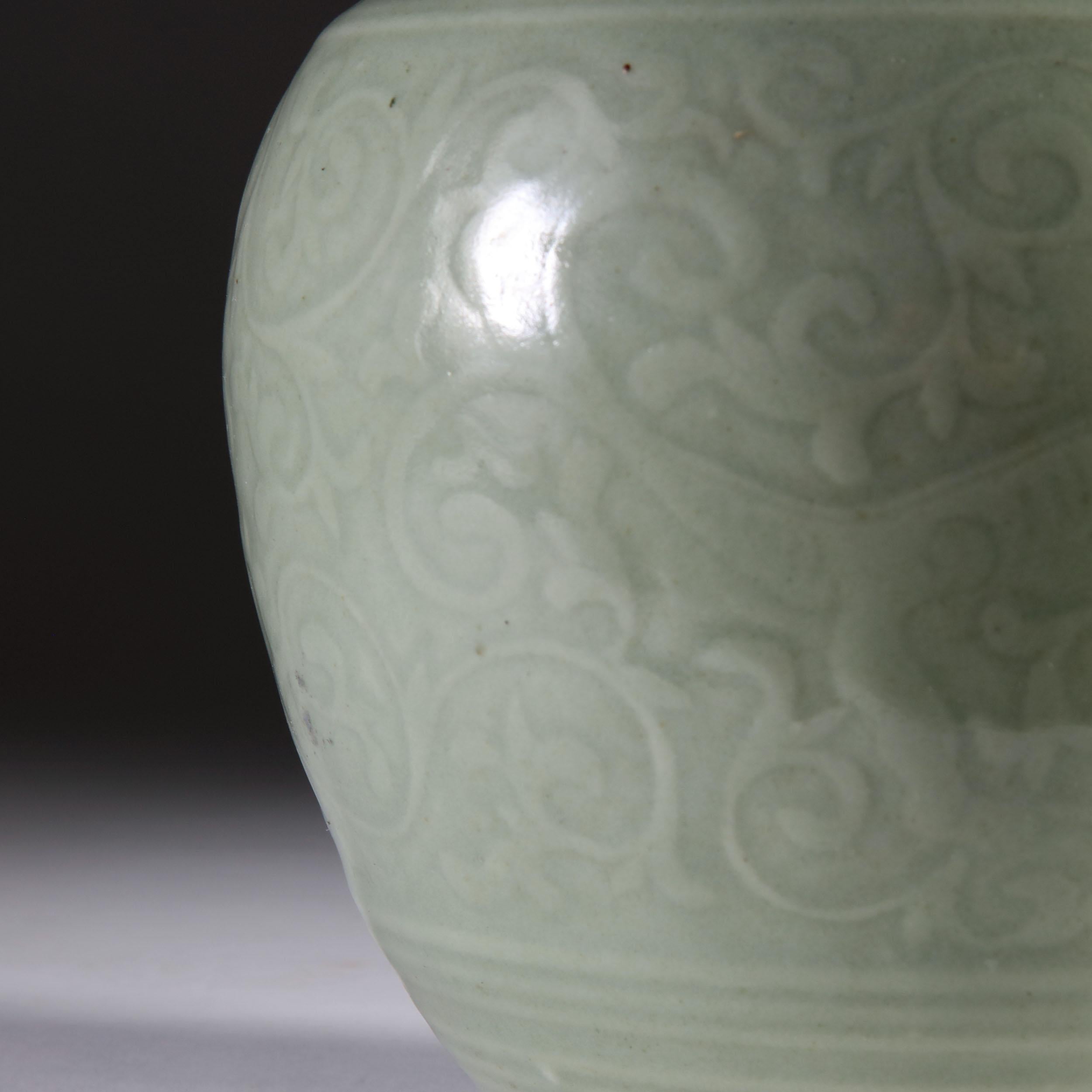 Chinese Late 19th Century Celadon Vase as a Table Lamp, with Giltwood Base