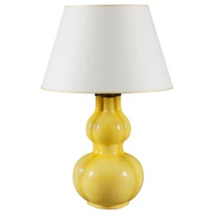 Late 19th Century Chinese Double Gourd Yellow Vase as a Table Lamp