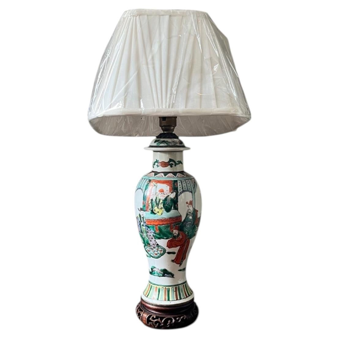 A Late 19th Century Chinese Lidded Vase converted as a lamp For Sale
