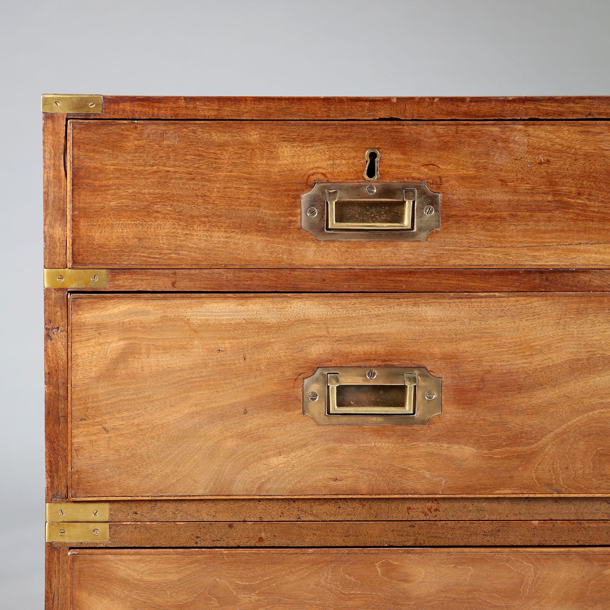 Late 19th Century English Mahogany Wood Campaign Chest of Drawers 1