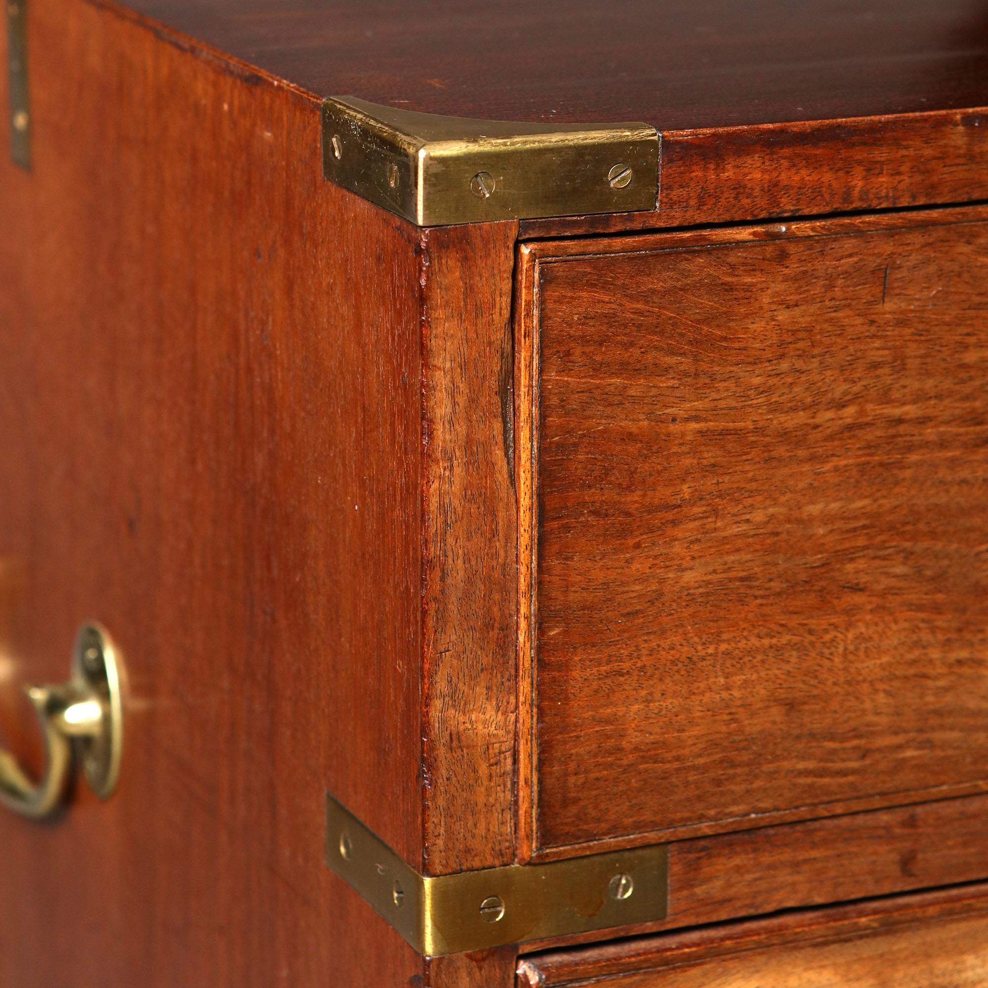 Late 19th Century English Mahogany Wood Campaign Chest of Drawers 2