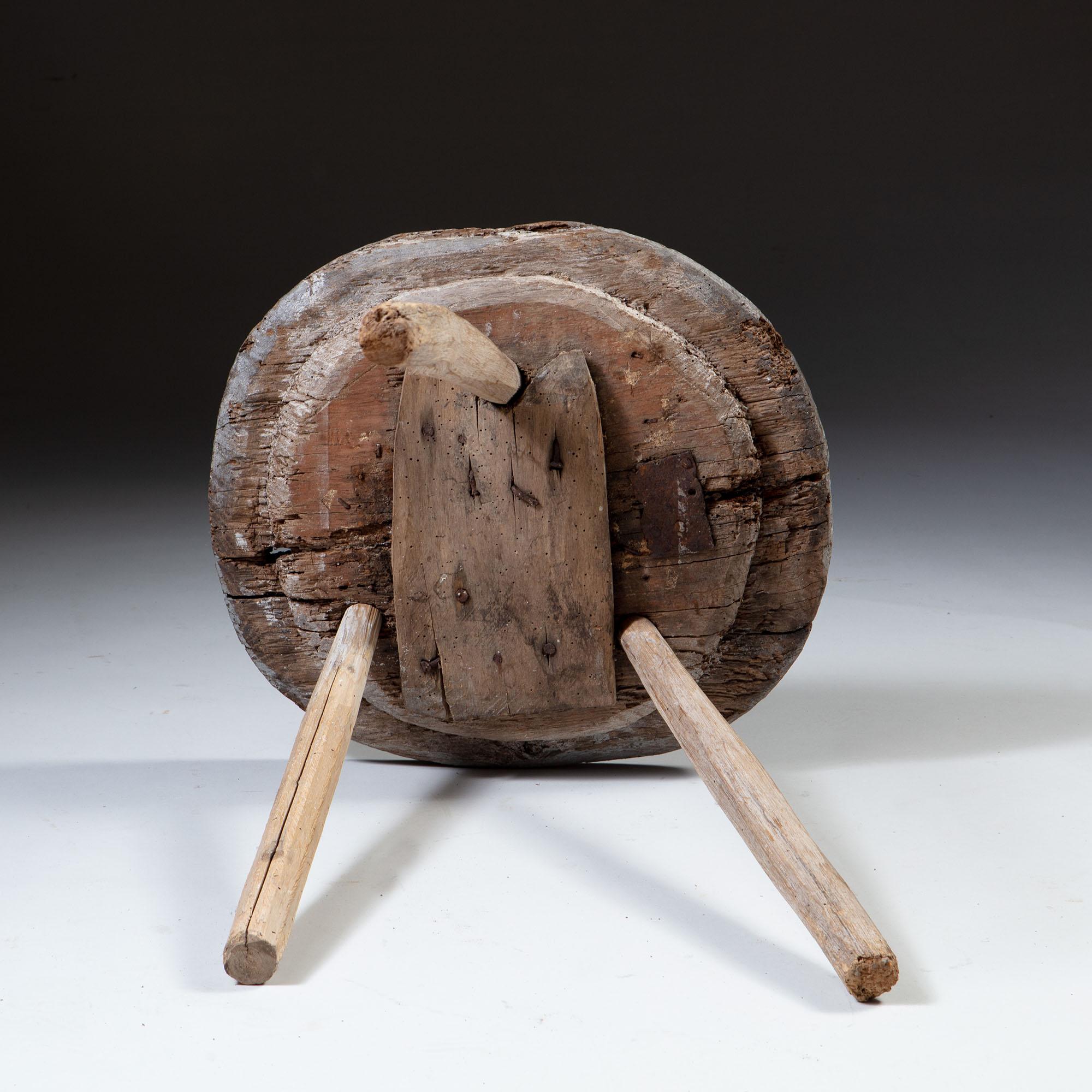 Late 19th Century English Tripod Cricket Table, Rustic Wood 1