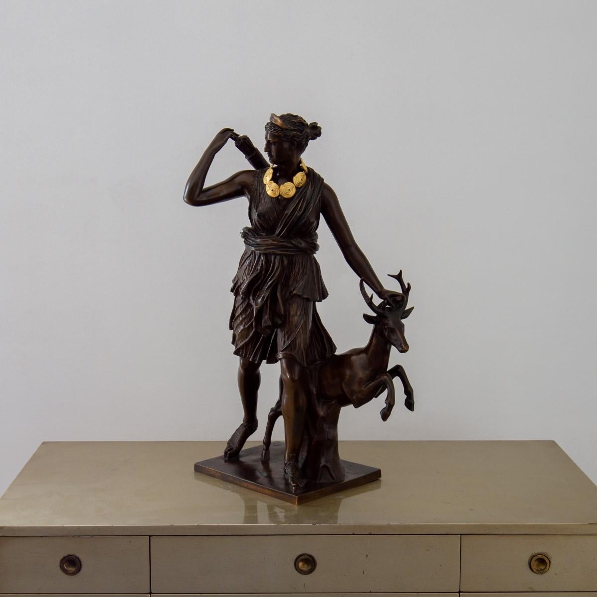 Grand Tour Late 19th Century French Bronze Figure of Diana the Huntress
