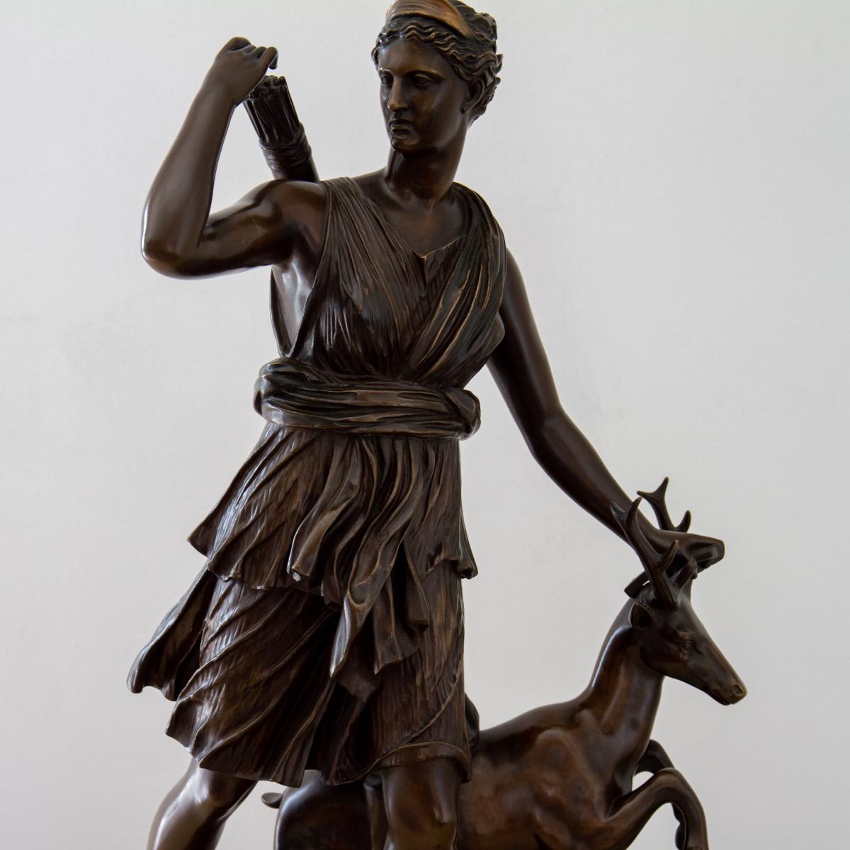 Late 19th Century French Bronze Figure of Diana the Huntress In Good Condition In Donhead St Mary, Wiltshire