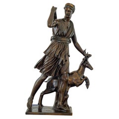 Late 19th Century French Bronze Figure of Diana the Huntress