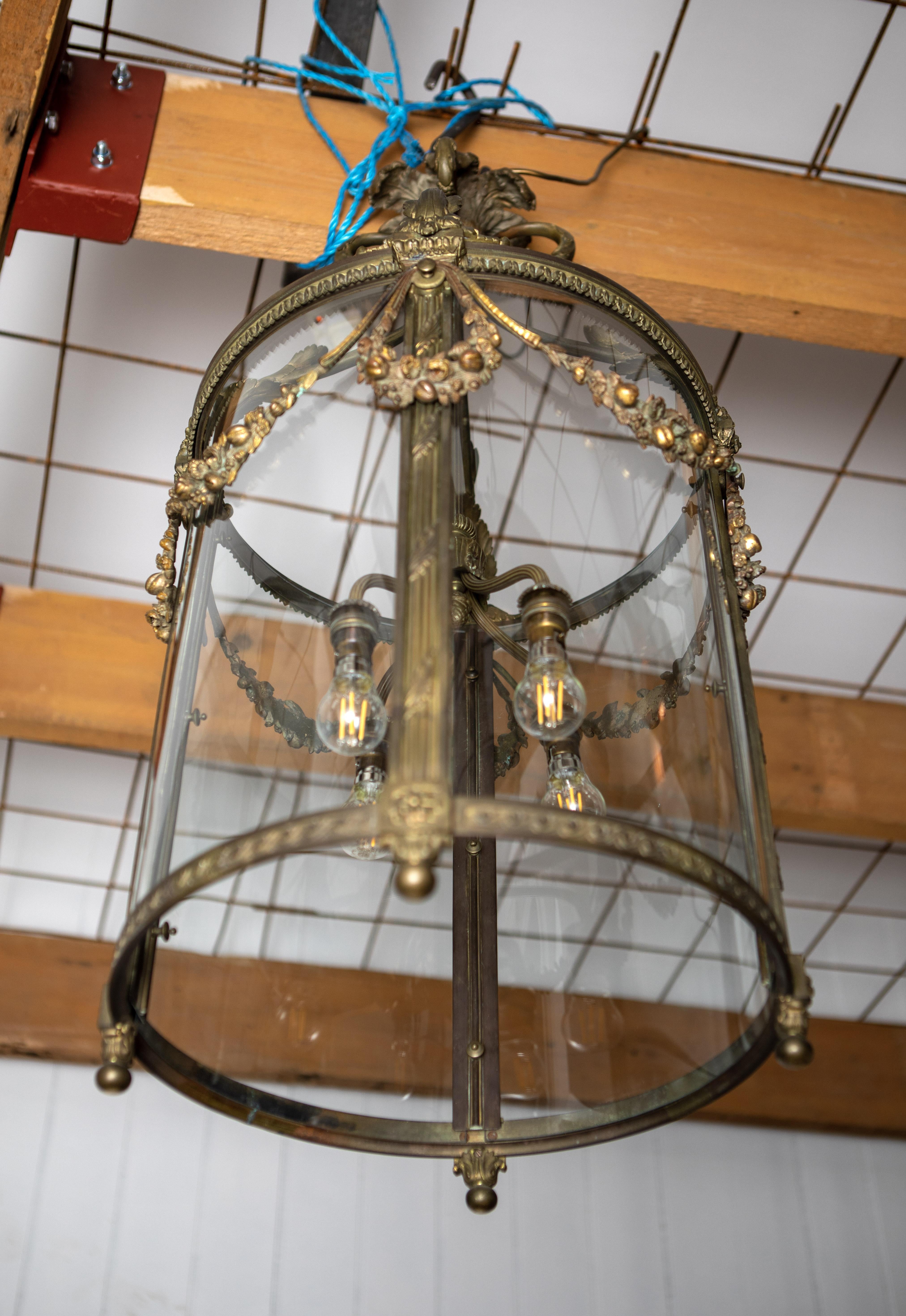 20th Century A Late 19th Century French Bronze Hall Lantern, Circa 1900 For Sale