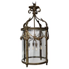Vintage A Late 19th Century French Bronze Hall Lantern, Circa 1900