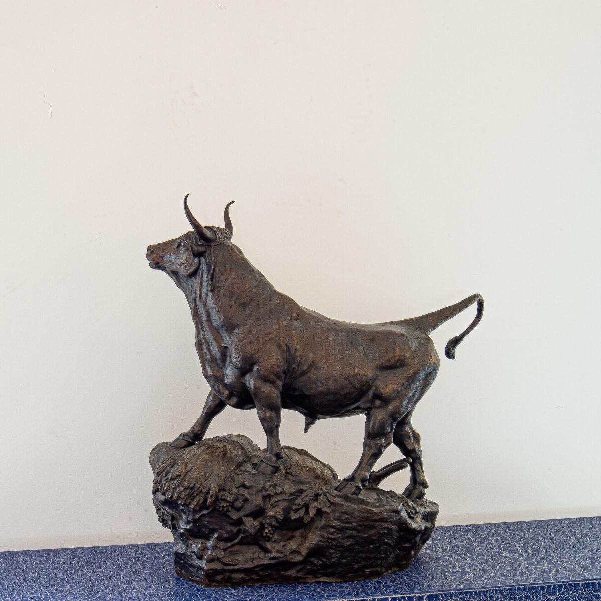 Late 19th Century French Bronze of a Bull by Auguste Cain 4