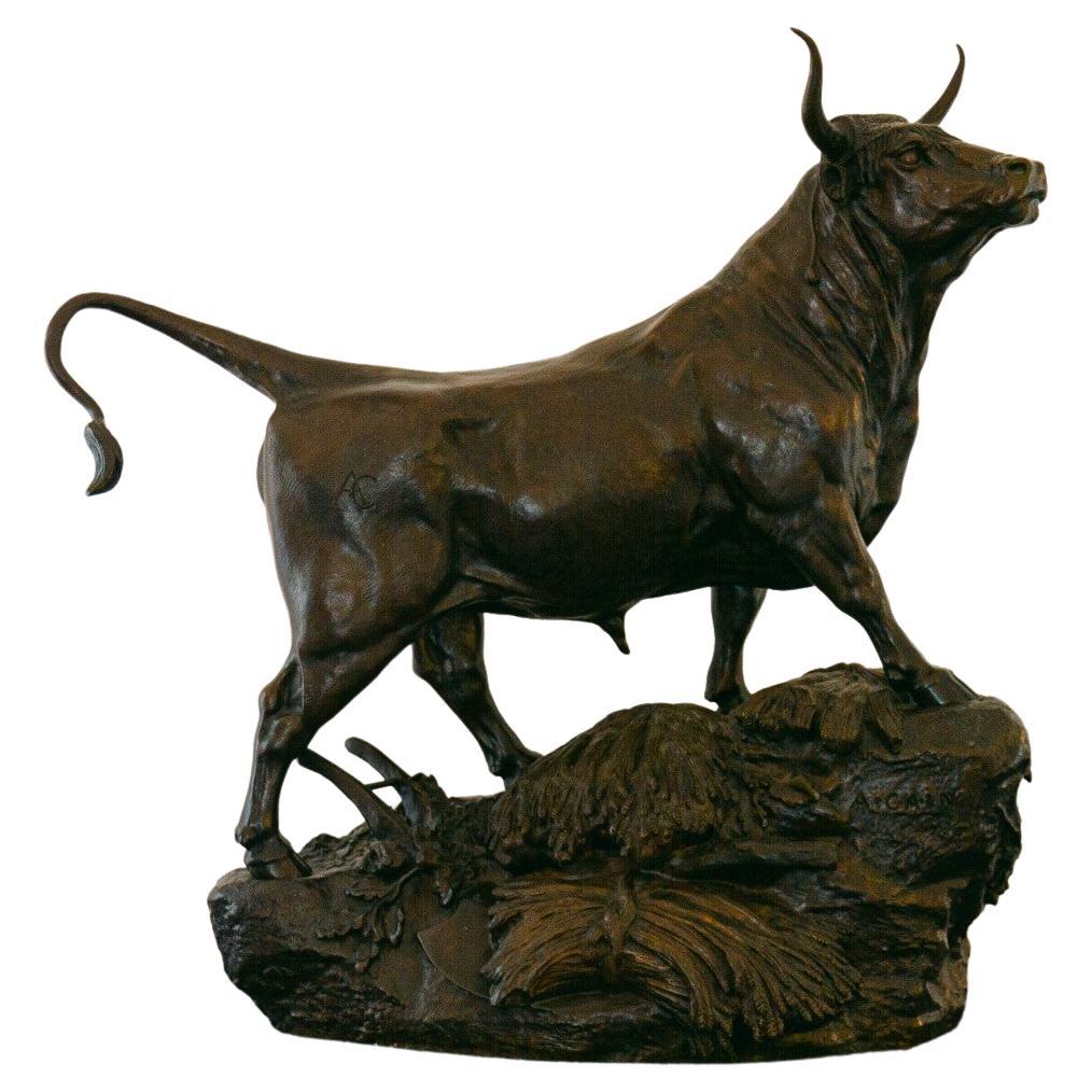 Late 19th Century French Bronze of a Bull by Auguste Cain