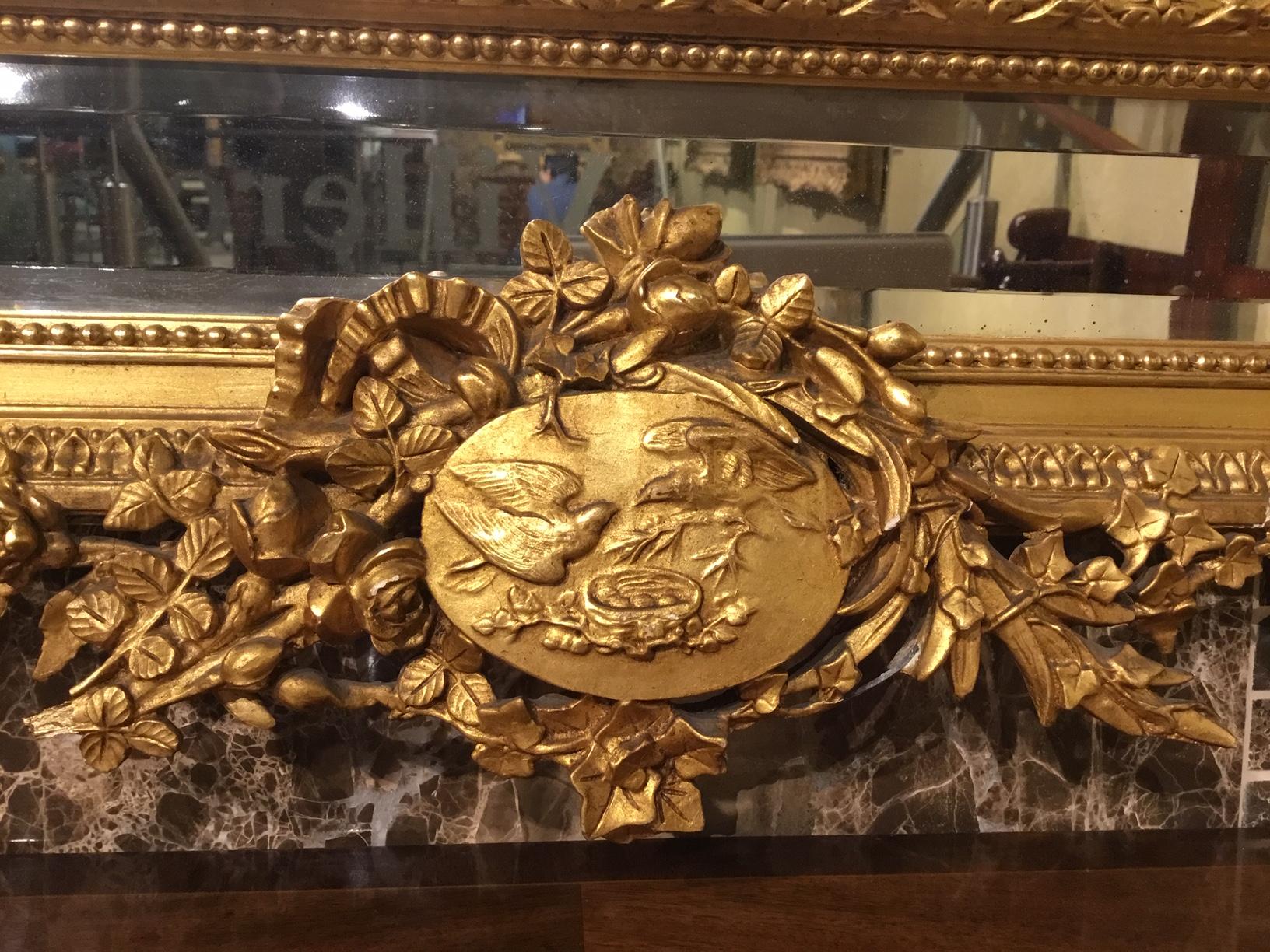 Giltwood Late 19th Century French Carved Gilt-Wood Margin Mirror